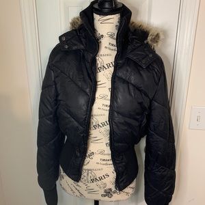 Blue Axes Bomber Jacket with Hood Size L